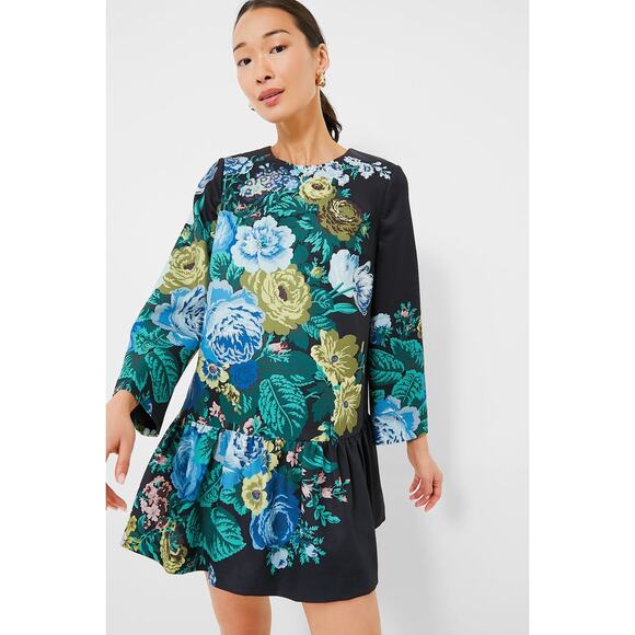 Tuckernuck Dresses & Skirts - TUCKERNUCK Black Verdant Floral Pierce Dress Size XXS NWT